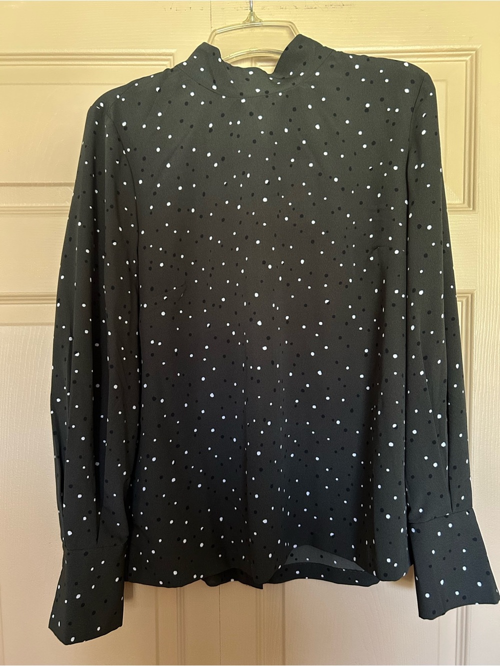 Polka Dot Long-Sleeve Mock Neck Shirt - Olive Green